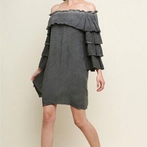 NWT UMGEE Off-Shoulder CHARCOAL Dress Medium